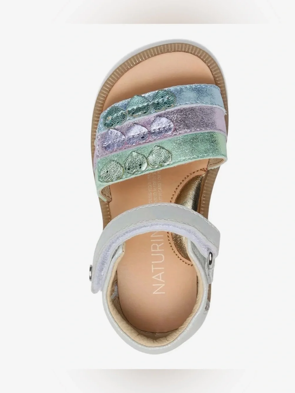 Naturino Axis toddler sandals iridescent hearts leather size 23